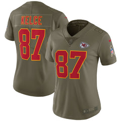 Travis Kelce Kansas City Chiefs Women's Salute to Service Limited Jersey - Olive