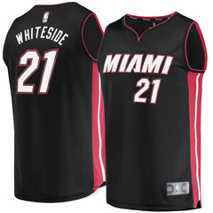 Hassan Whiteside Miami Heat Branded Fast Break Jersey Black - Icon Edition