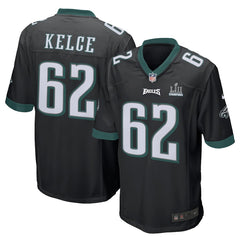 Men's Jason Kelce Black Philadelphia Eagles Super Bowl LII Champions Patch Game Jersey 2019