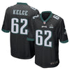 Image of Men's Jason Kelce Black Philadelphia Eagles Super Bowl LII Champions Patch Game Jersey 2019