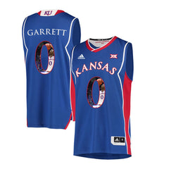 Kansas Jayhawks Garrett 0 Blue Retro Jersey 2018 - 2019