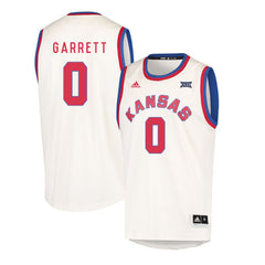 Kansas Jayhawks Garrett 0 Milky White Retro Jersey 2018 - 2019