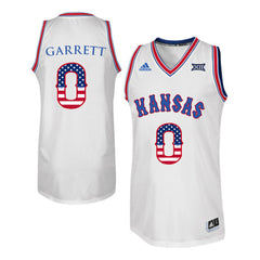 Kansas Jayhawks Garrett 0 White Retro Version Jersey 2018 - 2019