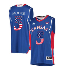 Kansas Jayhawks Moore 5 Blue Retro Jersey 2018 - 2019