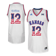 Kansas Jayhawks Teahan 12 White Retro Version Jersey 2018 - 2019