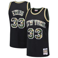 Patrick Ewing New York Knicks Mitchell & Ness Straight Fire Camo Swingman Jersey – Black