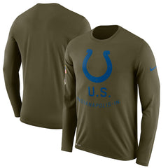 Indianapolis Colts Men's Long Sleeve Olive Salute to Service Sideline Legend Performance 2018/2019
