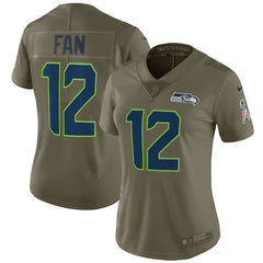 12s Seattle Seahawks Women's Salute to Service Limited Jersey - Olive 2018/2019