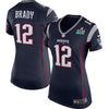 Image of Tom Brady New England Patriots Women's Navy Super Bowl LII Bound Game Jersey 2019