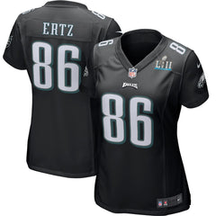 Women's Zach Ertz Black Philadelphia Eagles Super Bowl LII Bound Patch Game Event Jersey 2019