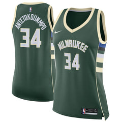 Giannis Antetokounmpo Milwaukee Bucks Women's Swingman Jersey Green - Icon Edition