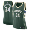 Image of Giannis Antetokounmpo Milwaukee Bucks Women's Swingman Jersey Green - Icon Edition