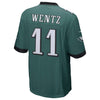 Image of Men's Carson Wentz Midnight Green Philadelphia Eagles Super Bowl LII Champions Patch Game Jersey 2019