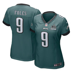 Women's Nick Foles Midnight Green Philadelphia Eagles Super Bowl LII Champions Patch Game Jersey 2019