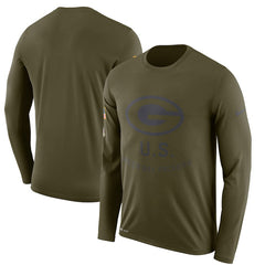 Green Bay Packers Men's Long Sleeve Olive Salute to Service Sideline Legend Performance 2018/2019