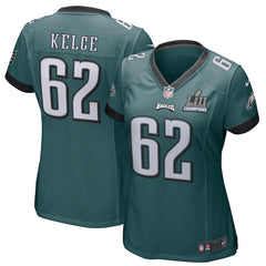 Women's Jason Kelce Midnight Green Philadelphia Eagles Super Bowl LII Champions Patch Game Jersey 2019