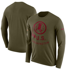 Washington Redskins Men's Long Sleeve Olive Salute to Service Sideline Legend Performance 2018/2019