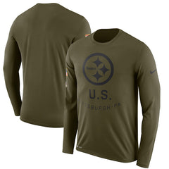 Pittsburgh Steelers Men's Long Sleeve Olive Salute to Service Sideline Legend Performance 2018/2019