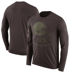 Cleveland Browns Men's Long Sleeve Brown Salute to Service Sideline Legend Performance 2018/2019