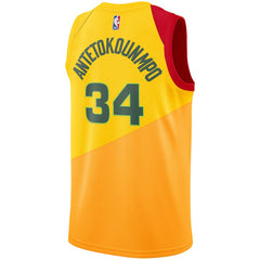 Giannis Antetokounmpo Milwaukee Bucks Yellow Swingman City Edition Jersey 2018 - 2019