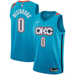 Russell Westbrook Oklahoma City Thunder Turquoise Swingman City Edition Jersey 2018 - 2019