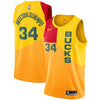 Image of Giannis Antetokounmpo Milwaukee Bucks Yellow Swingman City Edition Jersey 2018 - 2019