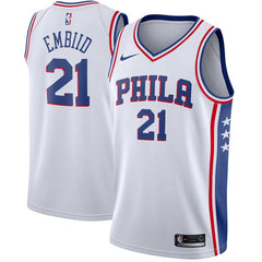 Joel Embiid Philadelphia 76ers White Swingman Jersey 2018 - 2019