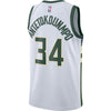 Image of Giannis Antetokounmpo Milwaukee Bucks White Swingman Jersey 2018 - 2019