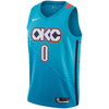 Image of Russell Westbrook Oklahoma City Thunder Turquoise Swingman City Edition Jersey 2018 - 2019